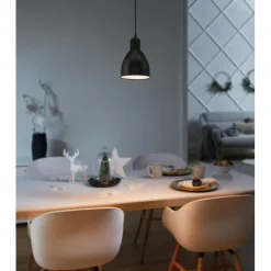 Candeeiro de teto com abajur redondo preto e branco PRIDDY EGLO 49464