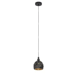 Candeeiro de teto com abajur redondo em metal preto e dourado ROCCAFORTE EGLO 33345