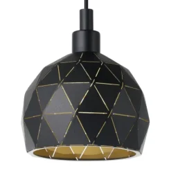 Candeeiro de teto com abajur redondo em metal preto e dourado ROCCAFORTE EGLO 33345