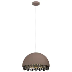Candeeiro de teto com abajur redondo metal moka e cristais pretos GAETANO 2 EGLO 39948