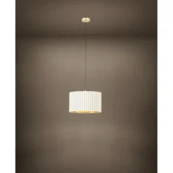 Candeeiro de teto com abajur redondo de veludo branco TAMARESCO EGLO 39765