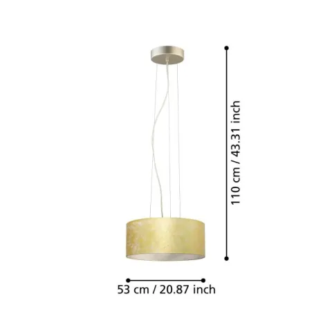 Candeeiro de teto com abajur redondo em tecido e folha de ouro VISERBELLA EGLO 97644