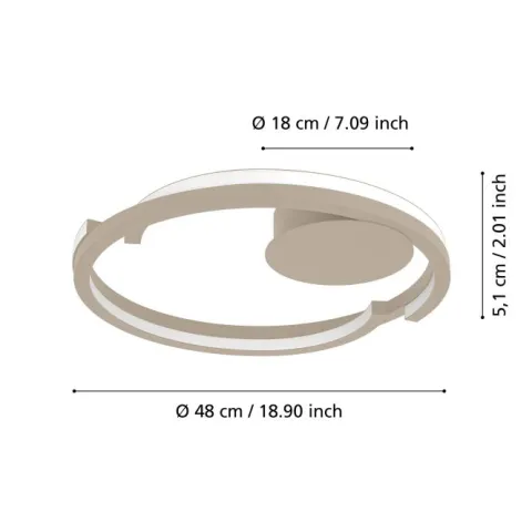 Candeeiro de teto com anel aberto e LED regulável MEZZOMONTE EGLO 901823