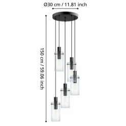 Candeeiro de teto com 5 cilindros de vidro transparente MONTEFINO EGLO 97368