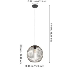 Candeeiro de teto com cúpula redonda efeito gaiola ALMANZORA EGLO 901868