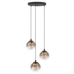 Candeeiro de teto com 3 cúpulas em vidro cobre ARISCANI 1 EGLO 901925