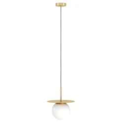 Candeeiro de teto com esfera de vidro opalino e latão escovado ARENALES EGLO 39952