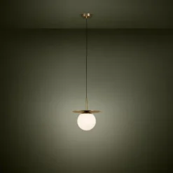 Candeeiro de teto com esfera de vidro opalino e latão escovado ARENALES EGLO 39952