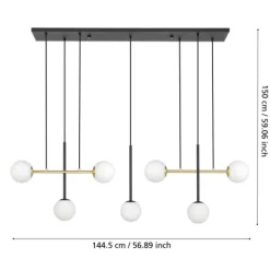 Candeeiro de teto com 7 esferas vidro opalino PAZ EGLO 390178