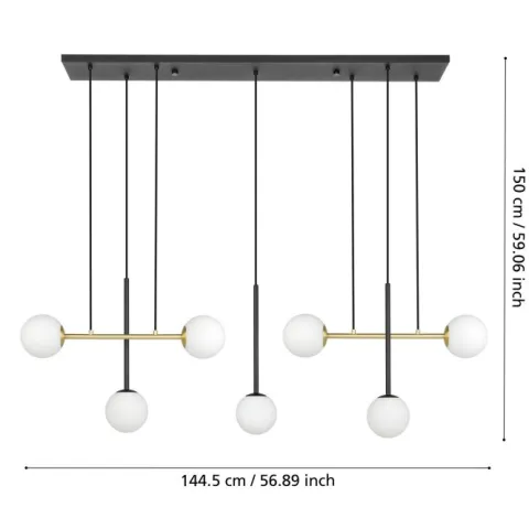 Candeeiro de teto com 7 esferas vidro opalino PAZ EGLO 390178