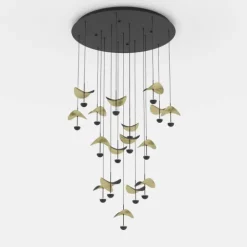 Candeeiro de teto com LEDs e folhas douradas DRACERA EGLO 390341