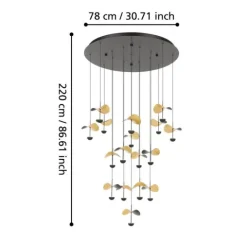 Candeeiro de teto com LEDs e folhas douradas DRACERA EGLO 390341