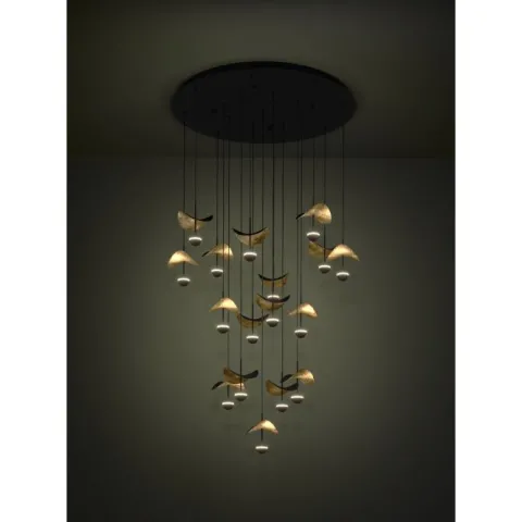 Candeeiro de teto com LEDs e folhas douradas DRACERA EGLO 390341