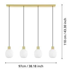Candeeiro de teto com quatro abajures de vidro branco MANZANARES EGLO 900306