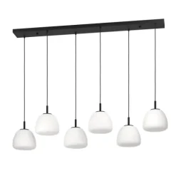 Candeeiro de teto com seis abajures em vidro opalino BALMES EGLO 390203
