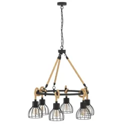 Candeeiro de teto com seis abajures em metal preto RAMPSIDE EGLO 43194