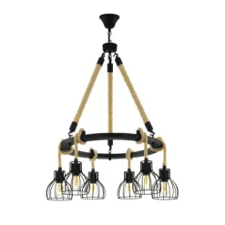 Candeeiro de teto com seis abajures em metal preto RAMPSIDE EGLO 43194