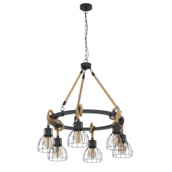 Candeeiro de teto com seis abajures em metal preto RAMPSIDE EGLO 43194