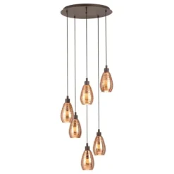 Candeeiro de teto com seis abajures de vidro revestido a cobre SIRACUSA EGLO 39508