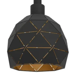 Candeeiro de teto com três abajures geométricos em metal preto ROCCAFORTE EGLO 97846