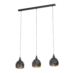 Candeeiro de teto com três abajures geométricos em metal preto ROCCAFORTE EGLO 97846