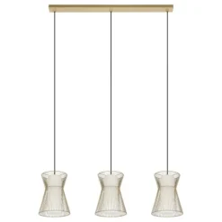 Candeeiro de teto com três abajures de arame dourado MASETA EGLO 99636