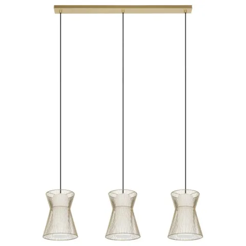 Candeeiro de teto com três abajures de arame dourado MASETA EGLO 99636
