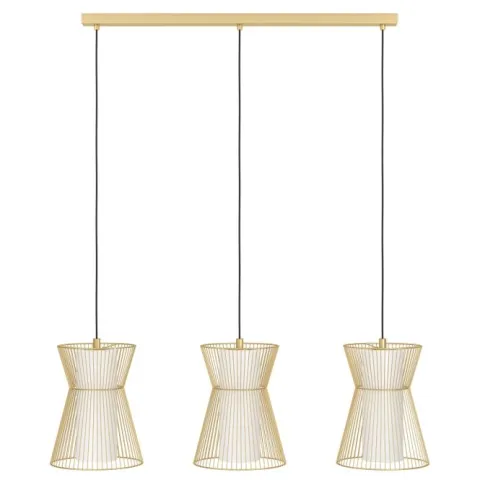 Candeeiro de teto com três abajures de arame dourado MASETA EGLO 99636