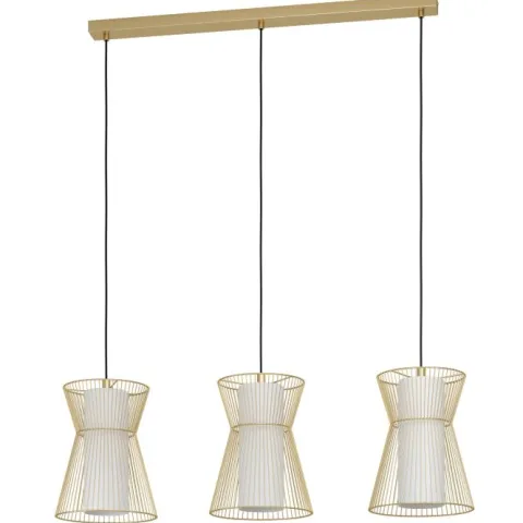 Candeeiro de teto com três abajures de arame dourado MASETA EGLO 99636
