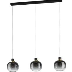 Candeeiro de teto com três abajures esféricos preto e cinzento OILELLA EGLO 99617