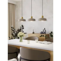 Candeeiro de teto com três abajures em aço cor de areia VALDIOLA EGLO 900431