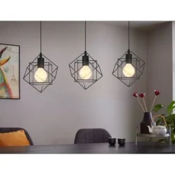 Candeeiro de teto com três abajures e armações de arame STRAITON EGLO 43361