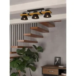 Candeeiro de teto com três abajures em aço preto MACCLES EGLO 43955
