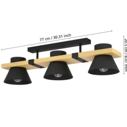 Candeeiro de teto com três abajures em aço preto MACCLES EGLO 43955