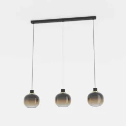 Candeeiro de teto com três abajures esféricos em vidro preto e castanho OILELLA EGLO 99615