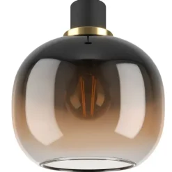 Candeeiro de teto com três abajures esféricos em vidro preto e castanho OILELLA EGLO 99615