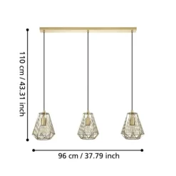 Candeeiro de teto com três abajures em latão escovado STYPE EGLO 43696