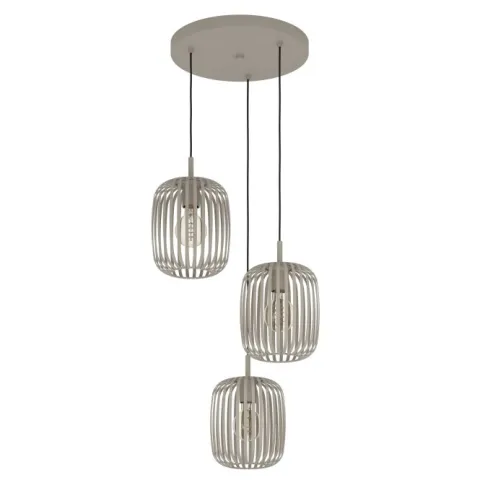 Candeeiro de teto com três abajures em metal cor de areia ROMAZZINA EGLO 900687