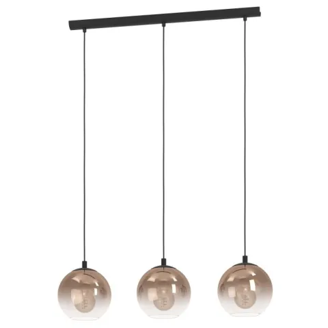 Candeeiro de teto com três esferas de vidro cobre ARISCANI EGLO 901924