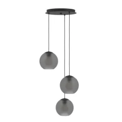 Candeeiro de teto com três lâminas esféricas de vidro mate cinzento ARANGONA EGLO 390213