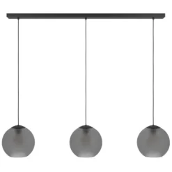 Candeeiro de teto com três lâminas de vidro mate cinzento ARANGONA EGLO 390214