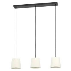 Candeeiro de teto com três soquetes E27 em têxtil preto e branco FEBRES EGLO 901263
