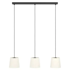 Candeeiro de teto com três soquetes E27 em têxtil preto e branco FEBRES EGLO 901263