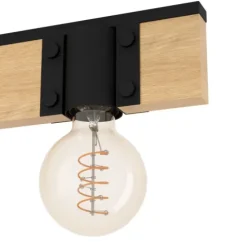 Candeeiro de teto com viga de madeira e metal preto BAILRIGG EGLO 43901