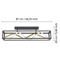 Candeeiro de teto elegante com perfis finos em latão PENELA EGLO 390416