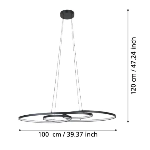 Candeeiro de teto elegante em alumínio e aço preto GIANELLA EGLO 900948