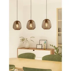 Candeeiro de teto em aço com 3 soquetes E27 bronze escovado ESPINAL EGLO 901098