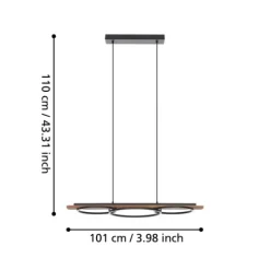 Candeeiro de teto em madeira de pinho e metal preto BOYAL EGLO 99624