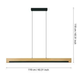 Candeeiro de teto em madeira e aço preto CAMACHO EGLO 901737