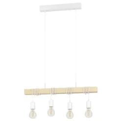 Candeeiro de teto em metal branco e madeira TOWNSHEND EGLO 43704